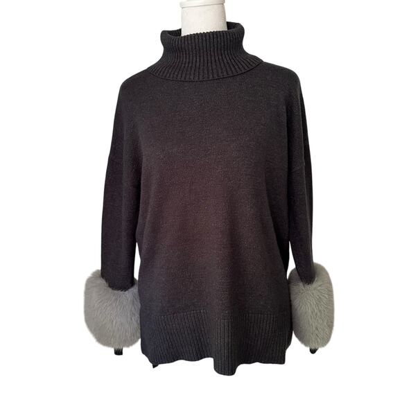 Saks Fifth Avenue dark gray turtleneck knit sweater size S - Picture 1 of 9